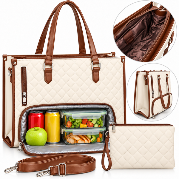 Bolso Cartera con Compartimento para Comida, Interior Impermeable y Cosmetiquera