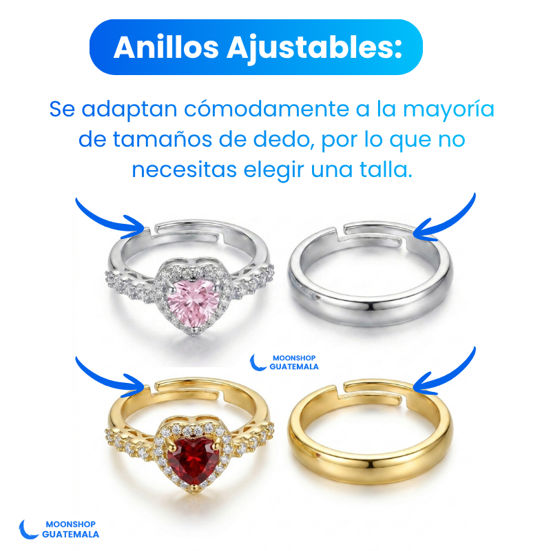 Anillos para Parejas Ajustables + Caja con Luz LED GRATIS