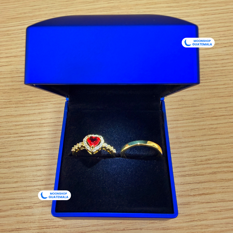 Anillos para Parejas Ajustables + Caja con Luz LED GRATIS