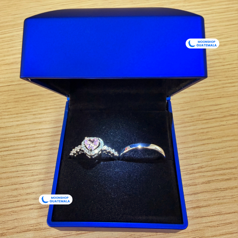 Anillos para Parejas Ajustables + Caja con Luz LED GRATIS