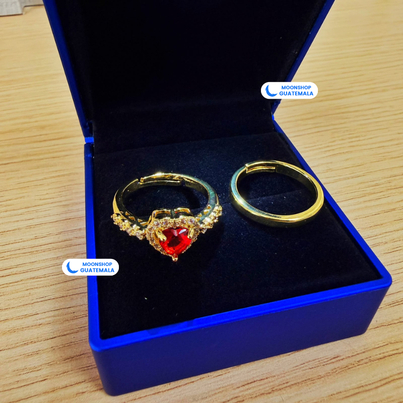 Anillos para Parejas Ajustables + Caja con Luz LED GRATIS