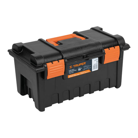 Caja para herramientas de 19 pulgadas de polipropileno sin compartimentos con manija ergonómica