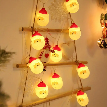 Serie de Luz de cabeza de Papá Noel - 10 Luces LED