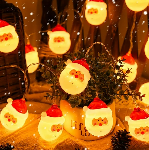 Serie de Luces LED Navideñas Papá Noel 10 Focos Luz Cálida