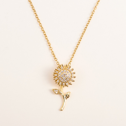 🌻 Collar de Girasol Giratorio + Dedicatoria Día de la Madre