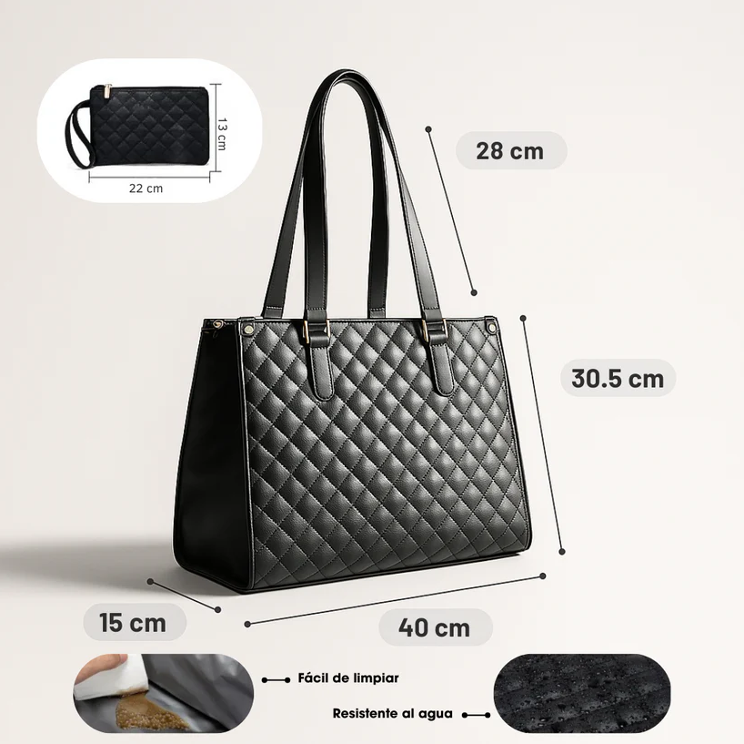 Bolso 3 en 1 con Compartimento Térmico para Comida ✨ Interior Impermeable + Cosmetiquera GRATIS
