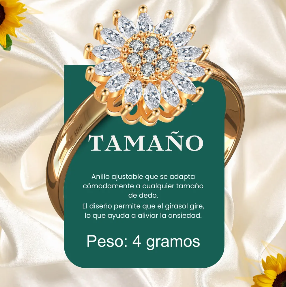 Anillo Girasol Giratorio 🌻