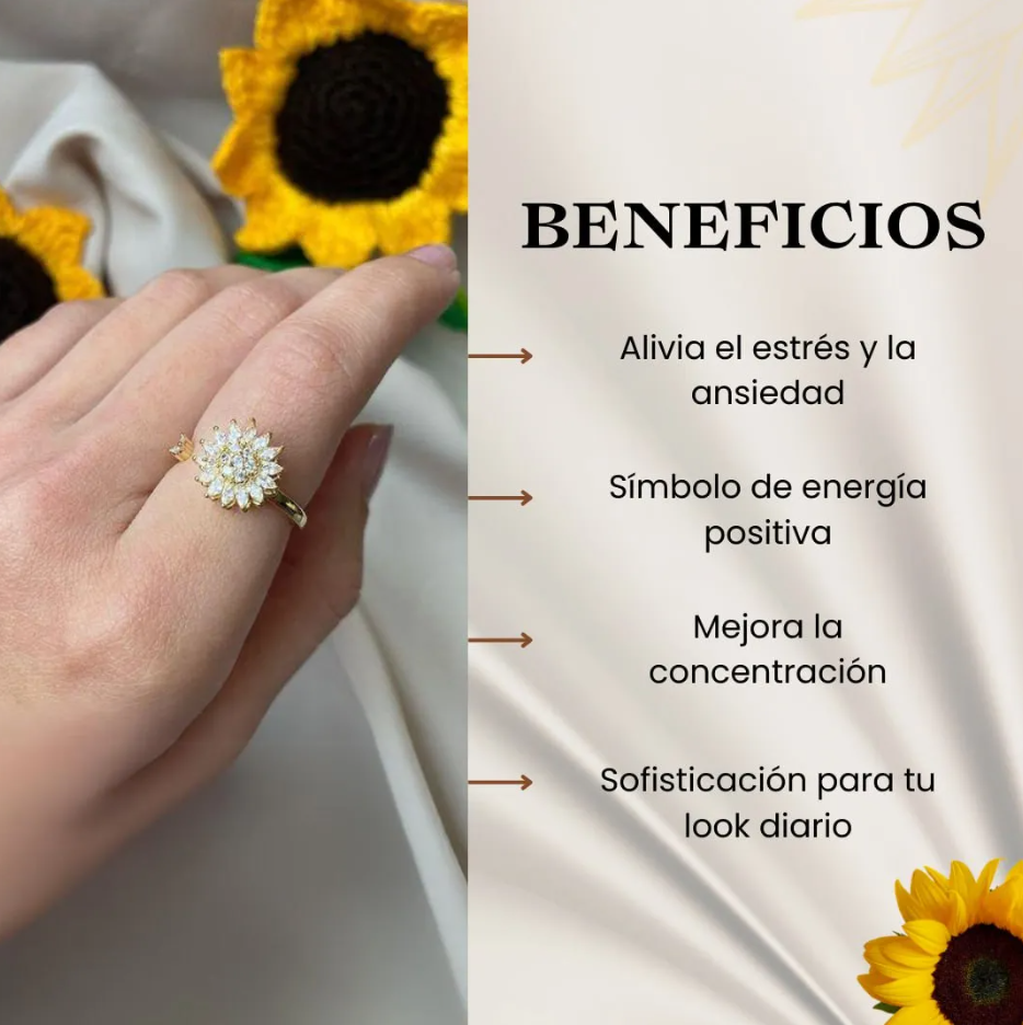 Anillo Girasol Giratorio 🌻