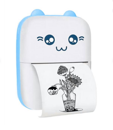 Mini impresora térmica portátil Gatita Bluetooth Smartec celeste
