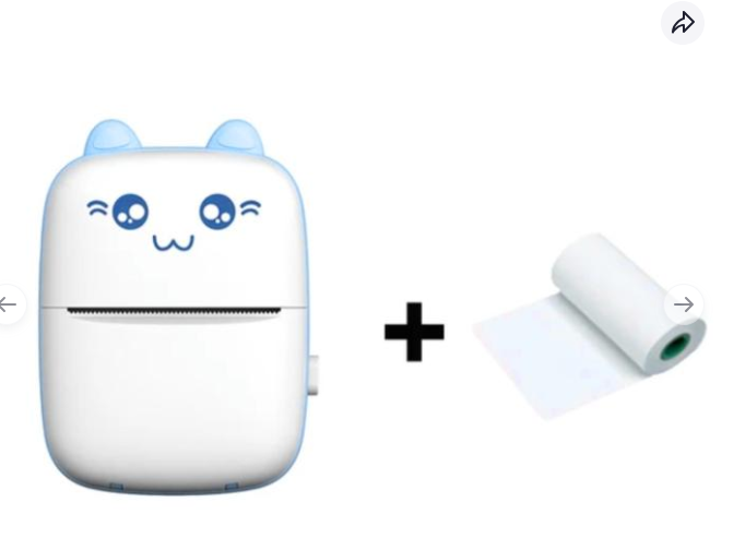 Mini Impresora Térmica Portátil Gatita Bluetooth Smartec Celeste