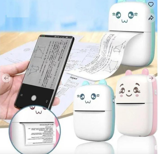 Mini Impresora Térmica Portátil Gatita Bluetooth Smartec Celeste