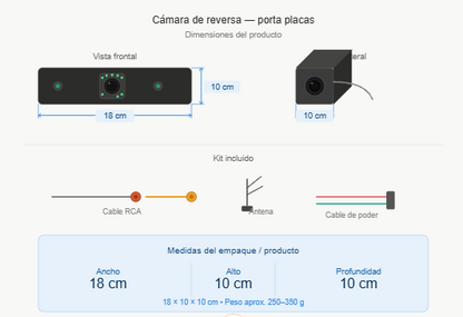 Cámara de retroceso con marco de placa
