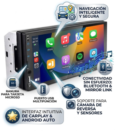 Radio Pantalla 7" Full Touch, Mirror Link , USB