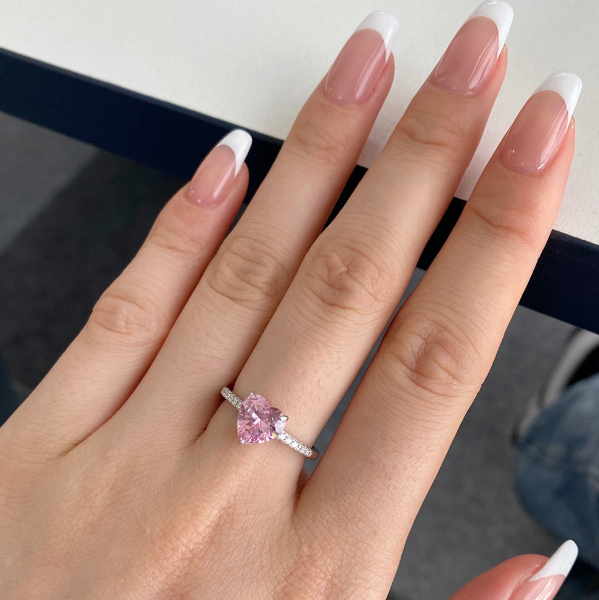 💍 Anillo Promesa, Corazón Lila Brillante 💜
