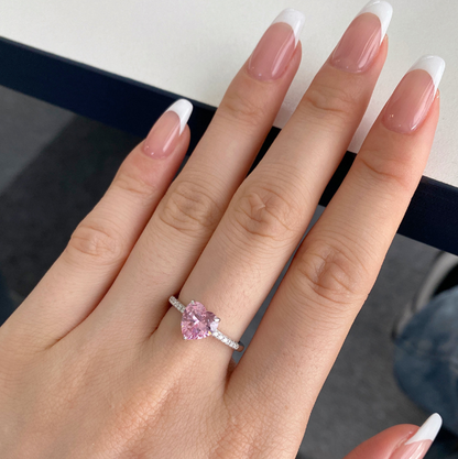 💍 Anillo Promesa, Corazón Lila Brillante 💜