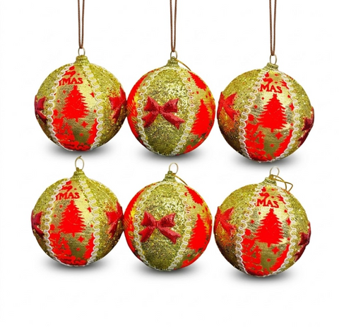 2x1  Bolas de Navidad - Dorado y Rojo (6 unidades )