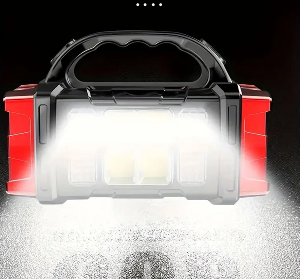 Linterna LED con mango y carga USB para exteriores y campamento