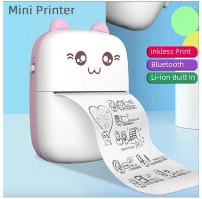 Mini Impresora Térmica Portátil Gatita Bluetooth Smartec Celeste