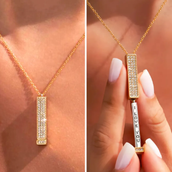 Collar con frase I Love You desplegable en acero bañado en dorado