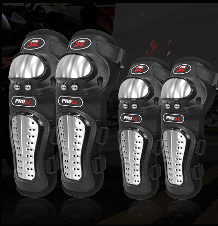 Kit de rodilleras y coderas metálicas de acero para protección en moto