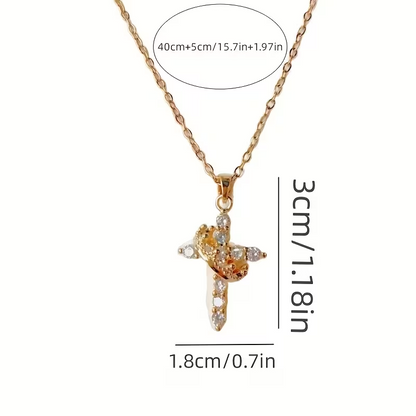 Collar de cruz con cadena de 47 cm y extensor ajustable de 6 cm