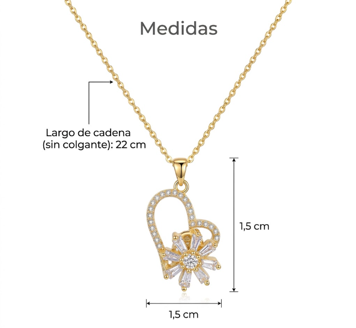 🎁 Collar de Corazón con Girasol Giratorio en Caja Rosa de Regalo ❤️✨