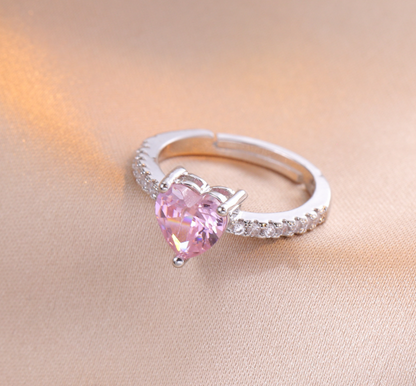 💍 Anillo Promesa, Corazón Lila Brillante 💜