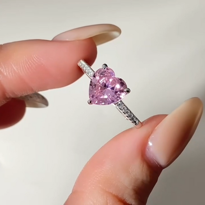 💍 Anillo Promesa, Corazón Lila Brillante 💜