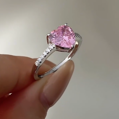 💍 Anillo Promesa, Corazón Lila Brillante 💜
