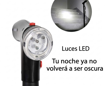Bastón Plegable Ortopédico con Doble Mango, Alarma y Base Autónoma