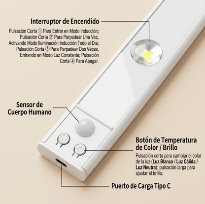 Barra de Luz LED Inalámbrica con Sensor de Movimiento 💡