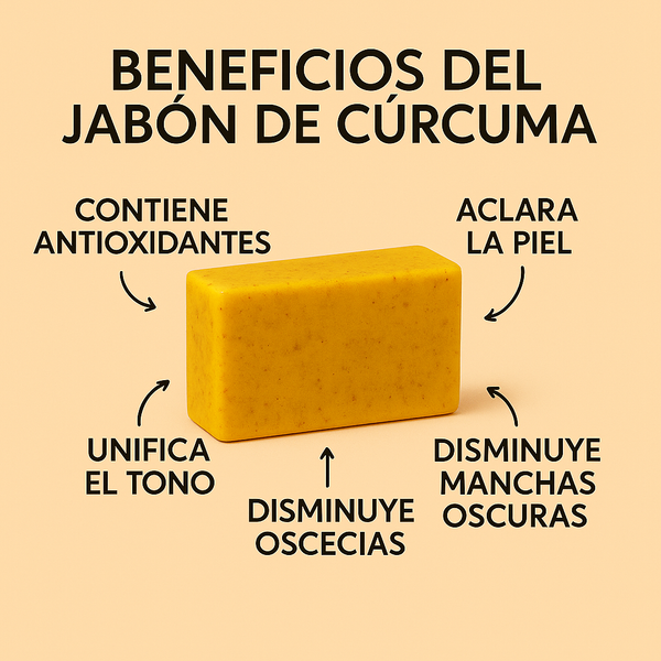 Jabón de cúrcuma con ácido kójico y ácido hialurónico para aclarar la piel