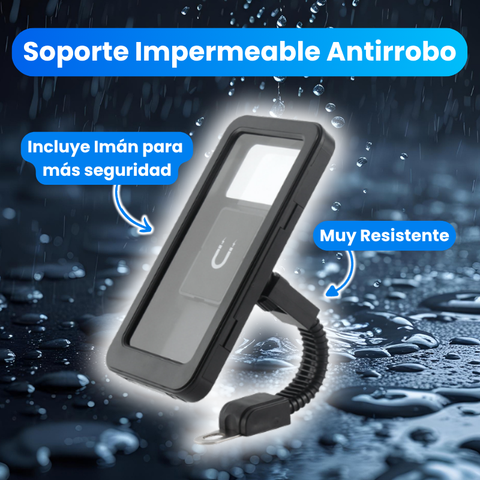 Soporte impermeable antirrobo para celular en moto, rotación de 360°
