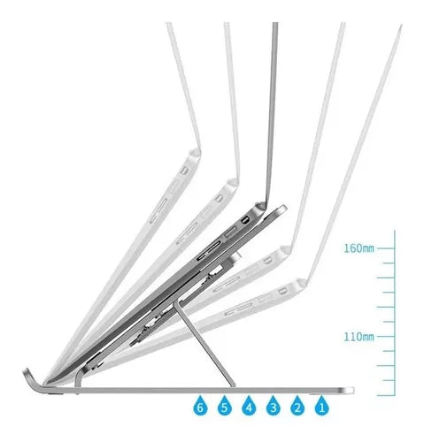Base para computador portátil de 20 cm de largo y 25 cm de ancho ocupa poco espacio