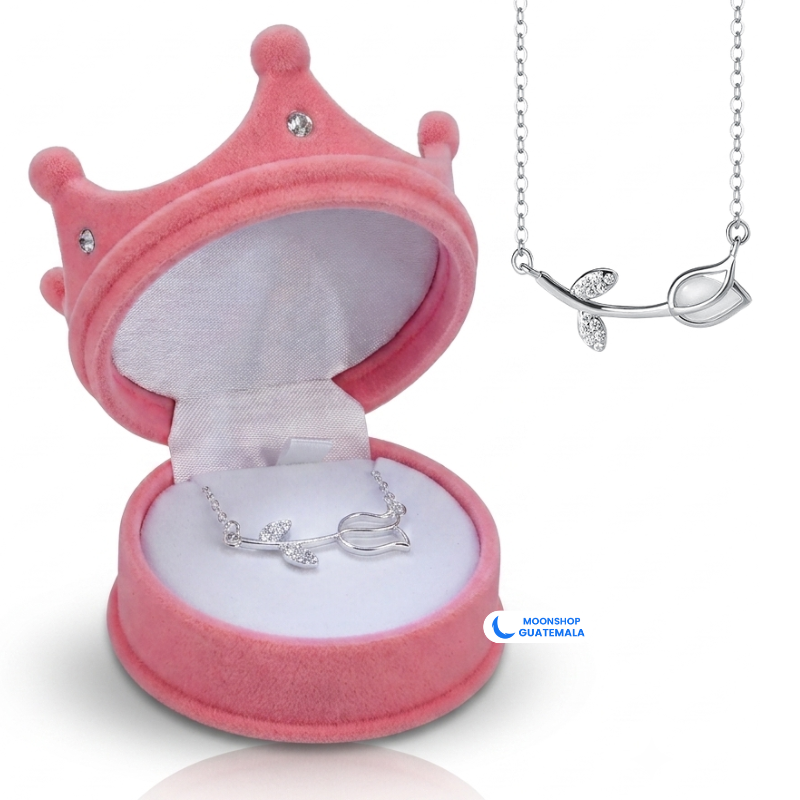Collar Tulipán + Caja de Regalo en Forma de Corona