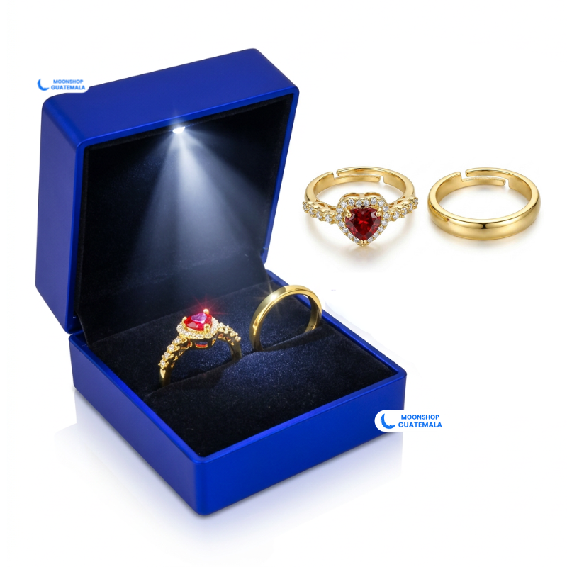 Anillos para Parejas Ajustables + Caja con Luz LED GRATIS
