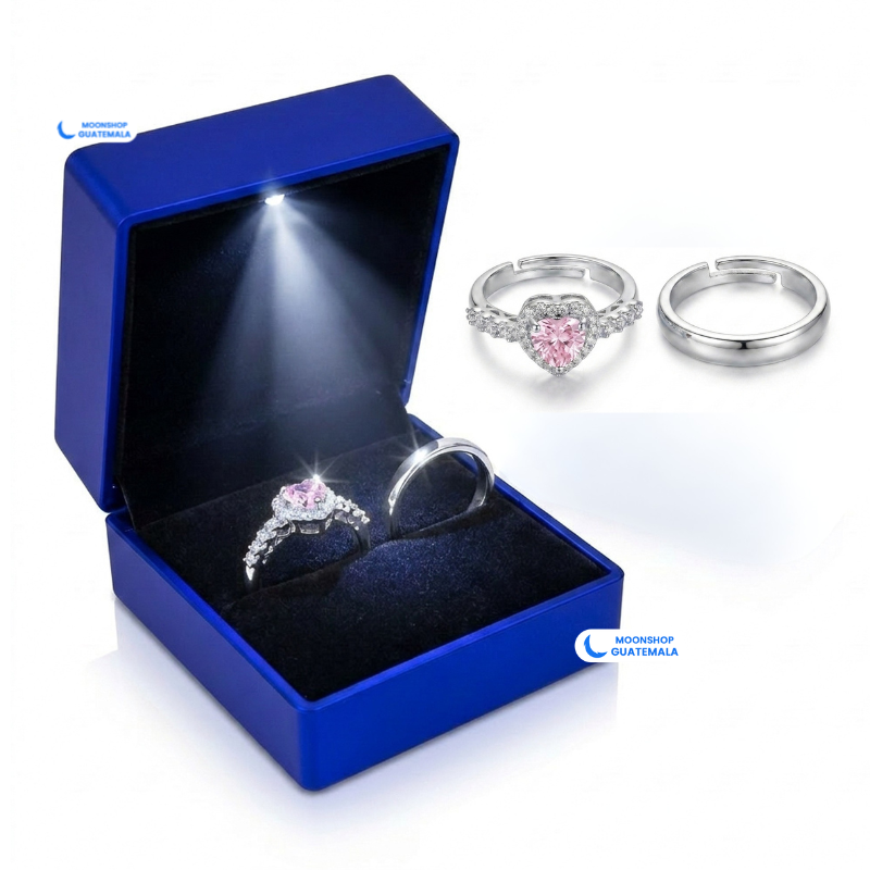 Anillos para Parejas Ajustables + Caja con Luz LED GRATIS