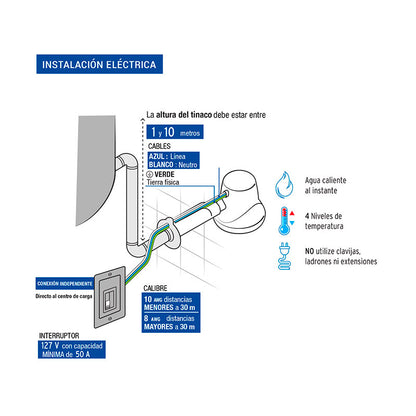 Calentador Eléctrico FOSET con Brazo para montaje incluido