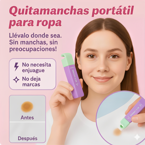 Quitamanchas portátil elimina manchas de todo tipo en la ropa