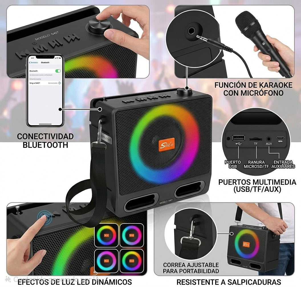 Altavoz SOLAR Inalámbrico Bluetooth con radio FM, portátil con correa. S407