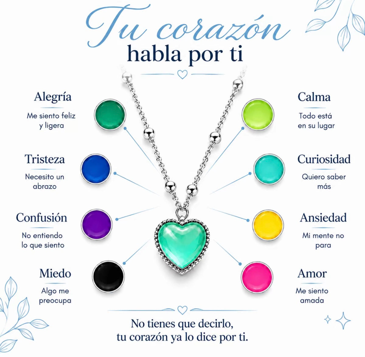 Collar de los Sentimientos con corazón que cambia de color (foto 2)
