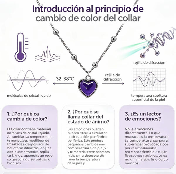 Collar de los Sentimientos con corazón que cambia de color (foto 3)