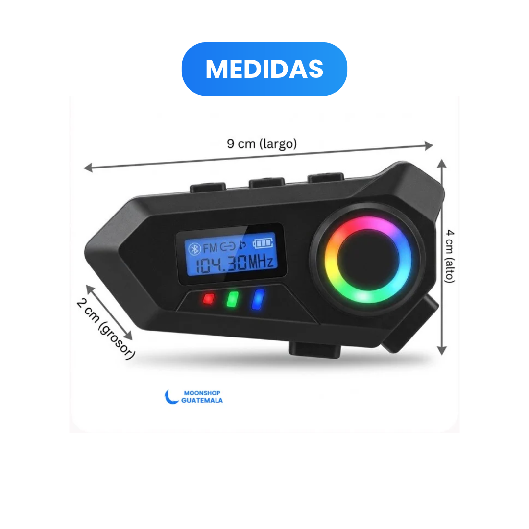 Intercomunicador Bluetooth para Casco de Moto con Pantalla LCD y Radio FM – Resistente al Agua