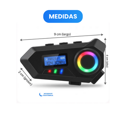 Intercomunicador Bluetooth para Casco de Moto con Pantalla LCD y Radio FM – Resistente al Agua