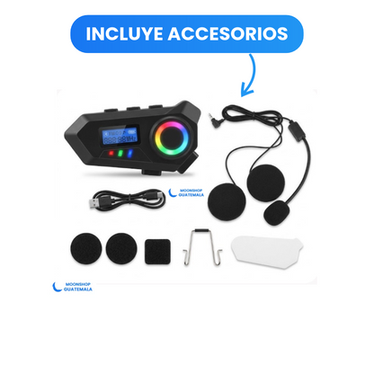 Intercomunicador Bluetooth para Casco de Moto con Pantalla LCD y Radio FM – Resistente al Agua