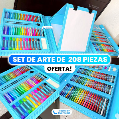Set de Arte Completo Unisex 🎨 208 Piezas  ⭐ Todo en 1 para Colorear y Pintar