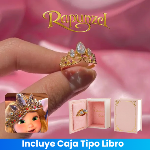 Anillo Corona de Rapunzel + Caja de Regalo en Forma de Libro
