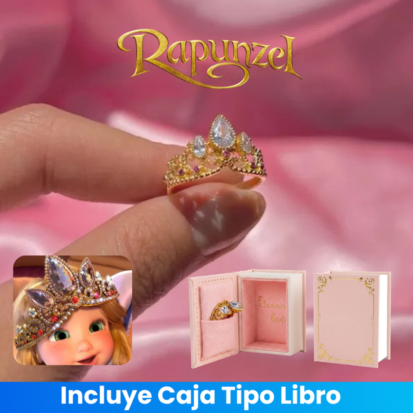 Anillo Corona de Rapunzel + Caja de Regalo en Forma de Libro