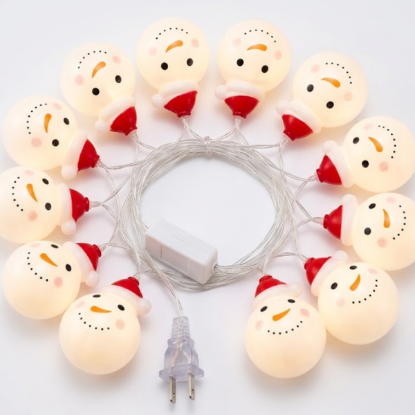 Serie de Luces Navideñas de Muñecos de Nieve con Luz Cálida, 3.08 Metros, a la Corriente
