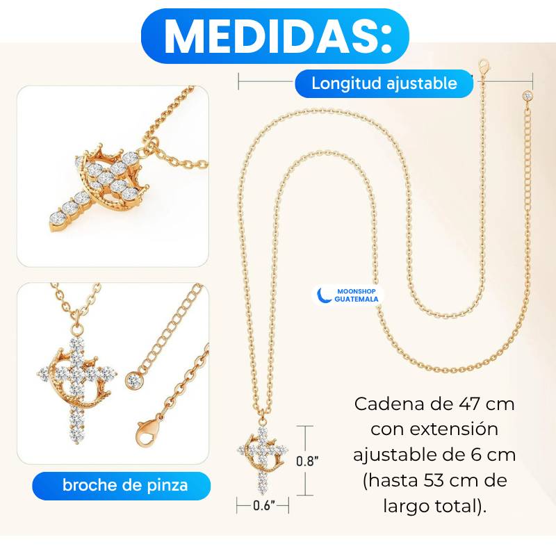 Collar de Cruz y Corona de Acero Inoxidable